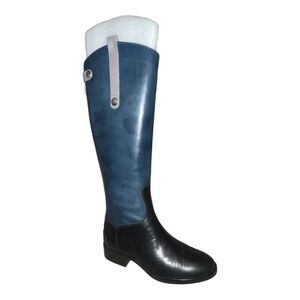 Sam Edelman Penny Knee-High Riding Boots Leather Navy Black Gray 5.5M New